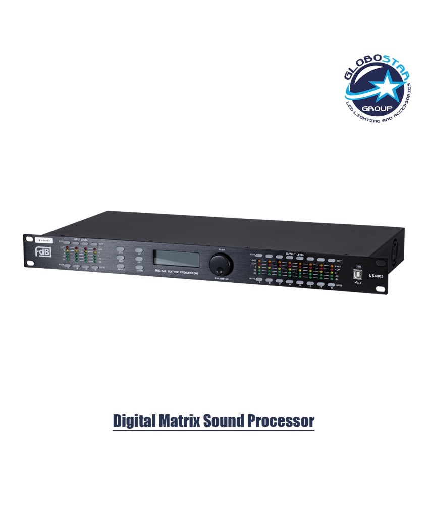 GloboStar® FDB US4803 98021 Audio Processor - Επαγγελματικός Επεξεργαστής Ήχου 4in & 8out - 32-bit DSP SHARC Processor - Frequency Response 20Hz-20Khz DR115DBu - AC 220V-50-60Hz - IP20 - Μαύρο - Μ48.2 x Π20.5 x Υ4.4cm